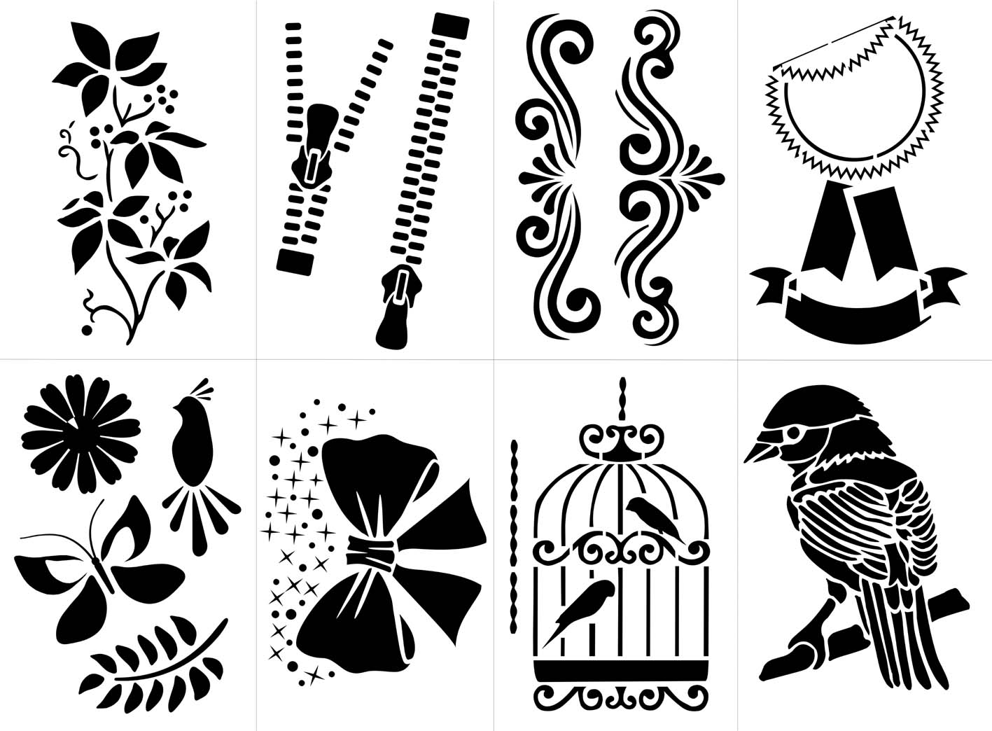 stencil Schablone Set 4 div. Motive: stencil Schablone Set 4 div